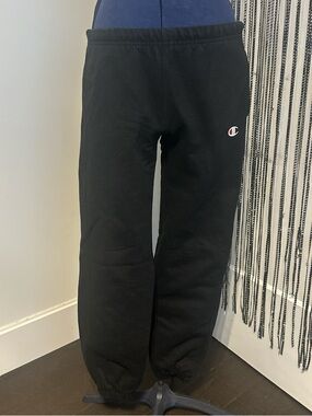 Champion Black Kids Fleece Joggers with Logo